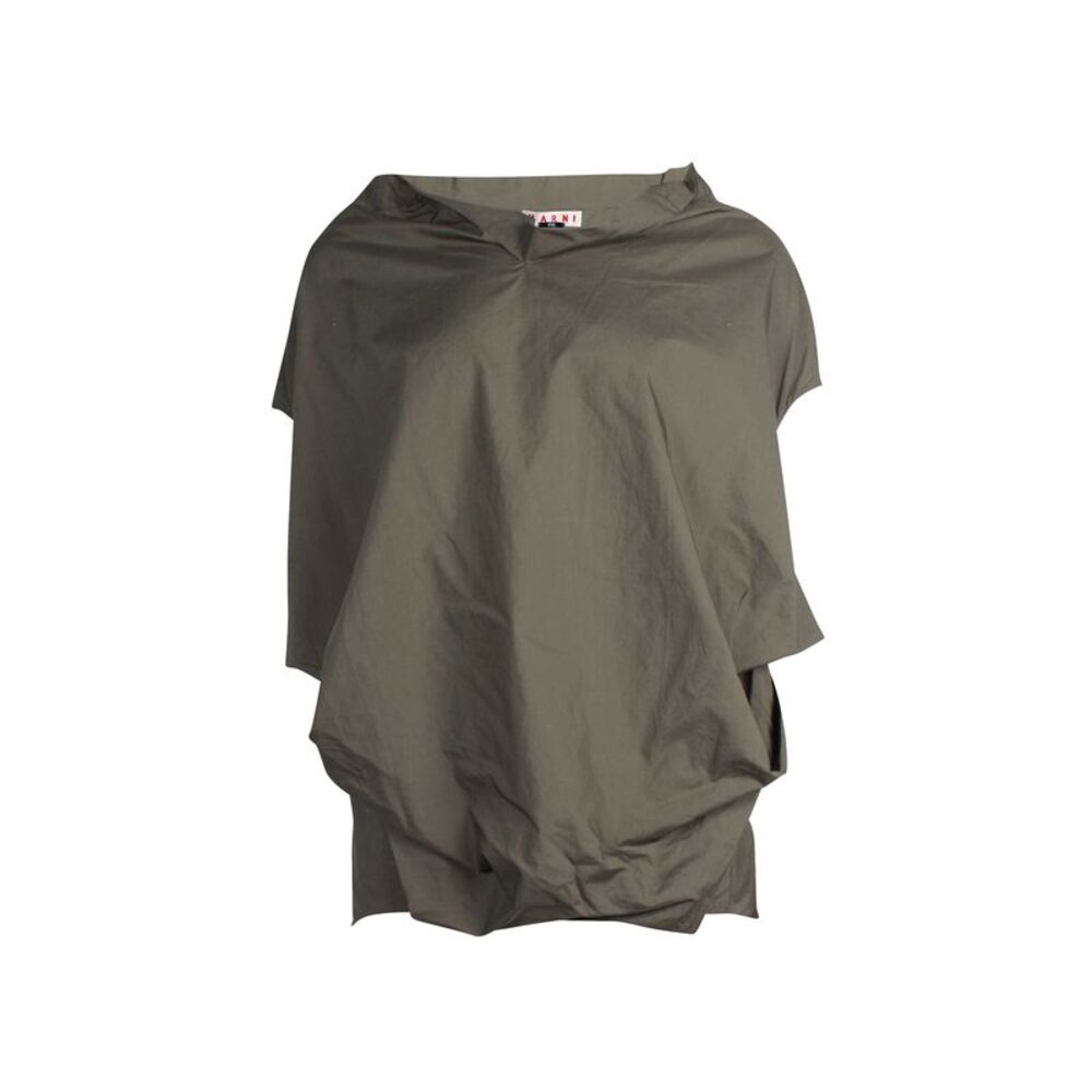 Marni Asymmetric Top in Olive Cotton